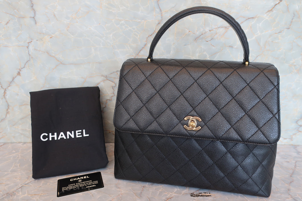 CHANEL/シャネル マトラッセ台形ハンドバッグ キャビアスキン ブラック/ゴールド金具 ハンドバッグ 700090161