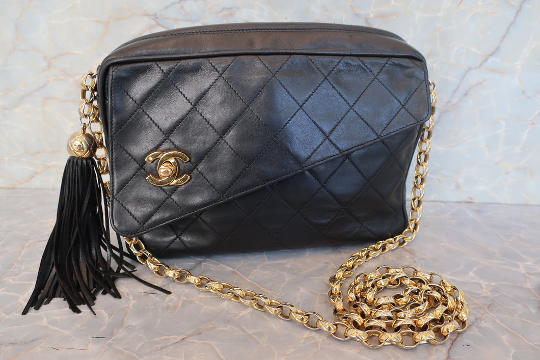 CHANEL/シャネル マトラッセフリンジチェーンショルダーバッグ ラムスキン ブラック/ゴールド金具 ショルダーバッグ 700100215