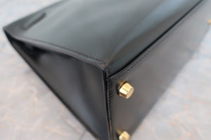 HERMES KELLY 32 Box carf leather Black □J Engraving Shoulder bag 700070117