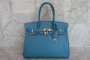 HERMES／エルメス バーキン30 トリヨンクレマンス ブルージーン □K刻印 ハンドバッグ 700070026