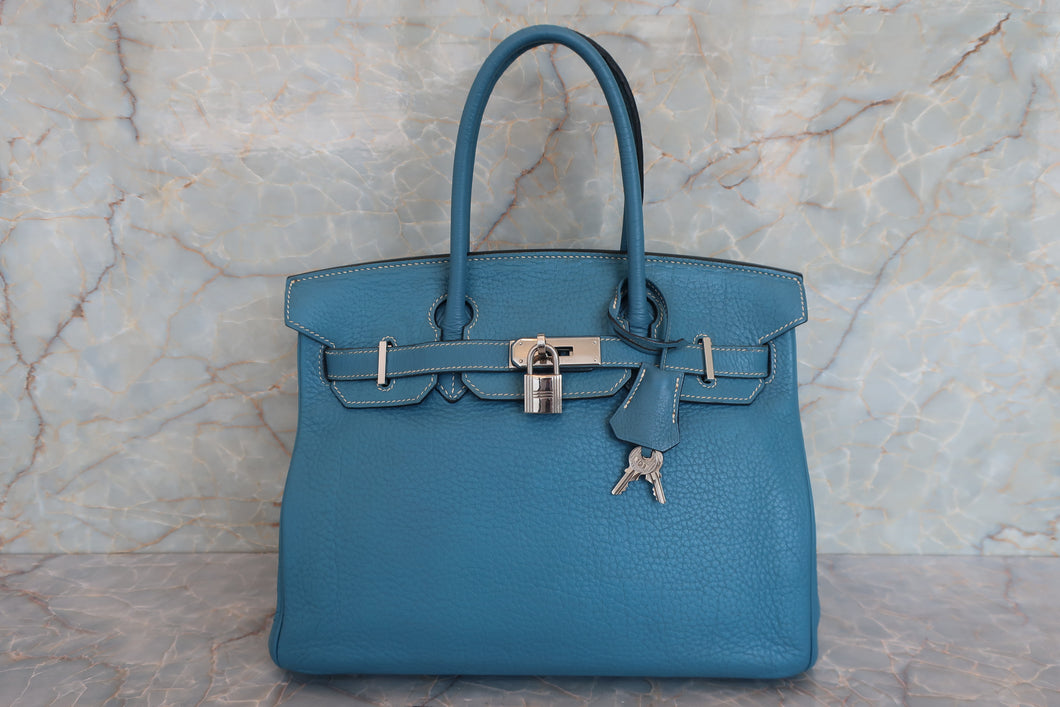 HERMES／エルメス バーキン30 トリヨンクレマンス ブルージーン □K刻印 ハンドバッグ 700070026