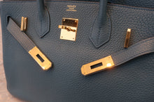Load image into Gallery viewer, HERMES BIRKIN 30 Clemence leather Blue tempete □Q Engraving Hand bag 600040230
