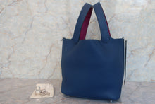 将图片加载到图库查看器，HERMES PICOTIN LOCK Eclat MM Clemence leather/Swift leather Deep blue/Anemone D刻印 Hand bag 600080193
