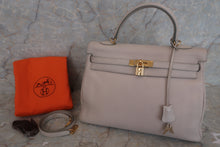 将图片加载到图库查看器，HERMES KELLY 35 Bi-color Clemence leather Lite beige/Beige □F刻印 Shoulder bag 500100007
