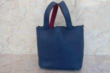 将图片加载到图库查看器，HERMES PICOTIN LOCK Eclat MM Clemence leather/Swift leather Deep blue/Anemone D刻印 Hand bag 600080193
