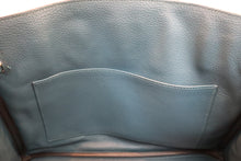 将图片加载到图库查看器，HERMES BIRKIN 30 Clemence leather Blue tempete □Q刻印 Hand bag 600040230

