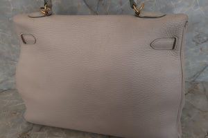 HERMES KELLY 35 Bi-color Clemence leather Lite beige/Beige □F Engraving Shoulder bag 500100007