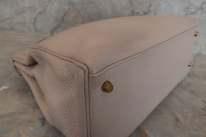 HERMES KELLY 35 Bi-color Clemence leather Lite beige/Beige □F Engraving Shoulder bag 500100007