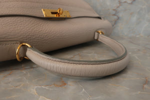 HERMES KELLY 35 Bi-color Clemence leather Lite beige/Beige □F Engraving Shoulder bag 500100007