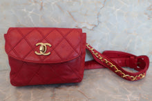 Load image into Gallery viewer, CHANEL CC mark Waist pouch Lambskin Red/Gold hadware Waist pouch 600040119
