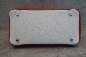 HERMES BIRKIN 30 Bi-color Clemence leather Sanguine/White □O Engraving Hand bag 600060024