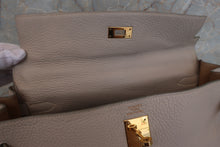 将图片加载到图库查看器，HERMES KELLY 35 Bi-color Clemence leather Lite beige/Beige □F刻印 Shoulder bag 500100007
