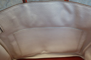 HERMES BIRKIN 30 Bi-color Clemence leather Sanguine/White □O Engraving Hand bag 600060024