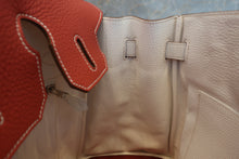 将图片加载到图库查看器，HERMES BIRKIN 30 Bi-color Clemence leather Sanguine/White □O刻印 Hand bag 600060024
