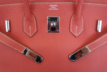 Load image into Gallery viewer, HERMES BIRKIN 35 Bi-color Clemence leather Sanguine/White □O Engraving Hand bag 700070128
