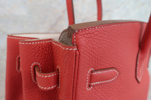 Load image into Gallery viewer, HERMES BIRKIN 35 Bi-color Clemence leather Sanguine/White □O Engraving Hand bag 700070128
