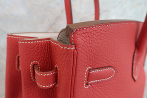 HERMES／エルメス バーキン35 バイカラー トリヨンクレマンス サンギーヌ/ホワイト □O刻印 ハンドバッグ 700070128