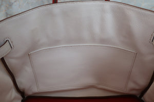 HERMES／エルメス バーキン35 バイカラー トリヨンクレマンス サンギーヌ/ホワイト □O刻印 ハンドバッグ 700070128