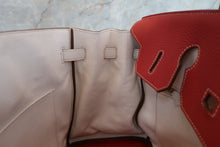 Load image into Gallery viewer, HERMES BIRKIN 35 Bi-color Clemence leather Sanguine/White □O Engraving Hand bag 700070128
