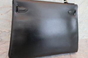 HERMES／エルメス ケリー28 ボックスカーフ ブラック 〇F刻印 ハンドバッグ 700080112