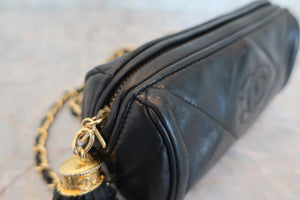 CHANEL CC mark fringe chain shoulder bag Lambskin Black/Gold hadware Shoulder bag 600050025