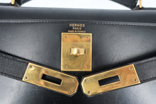 画像をギャラリービューアに読み込む, HERMES／エルメス ケリー28 ボックスカーフ ブラック 〇N刻印 ハンドバッグ 800100008
