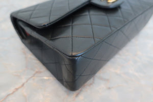 CHANEL Matelasse double flap double chain shoulder bag Lambskin Black/Gold hadware Shoulder bag 600050004