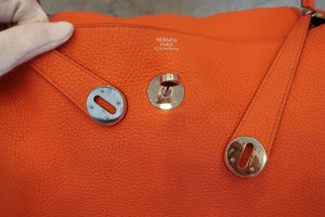 HERMES／エルメス リンディ34 トリヨンクレマンス オレンジポピー T刻印 ショルダーバッグ 700090196