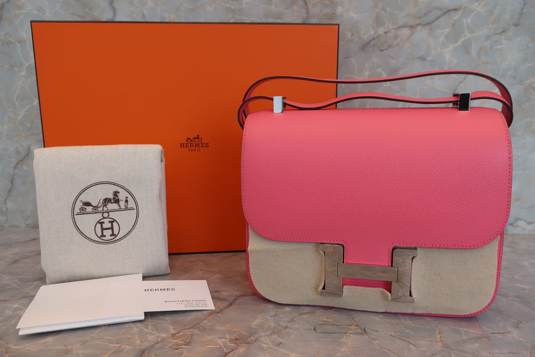 HERMES／エルメス コンスタンス3 24 ヴォーエプソン ローズアザレ D刻印 ショルダーバッグ 700090218