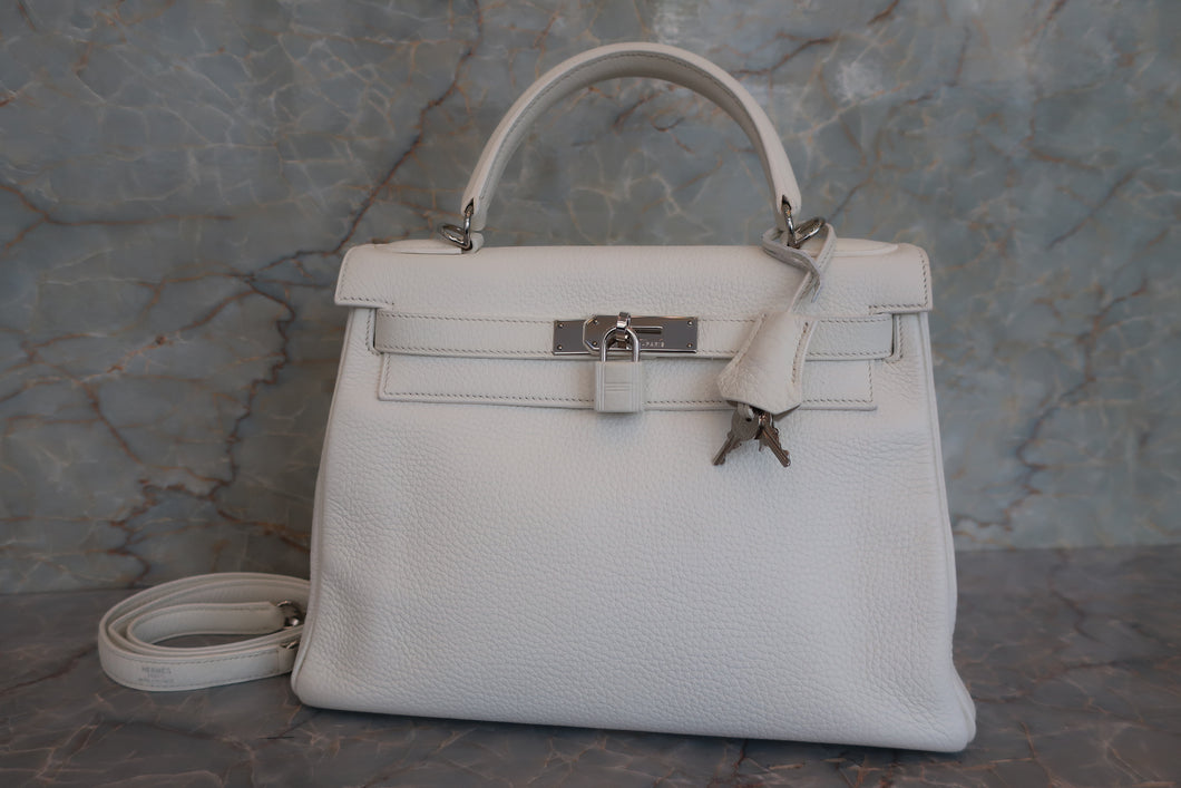 HERMES／エルメス ケリー28 トリヨンクレマンス ホワイト □I刻印 ショルダーバッグ 700080133