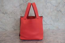 将图片加载到图库查看器，HERMES PICOTIN LOCK PM Clemence leather Rouge pivoine □R刻印 Hand bag 800040023
