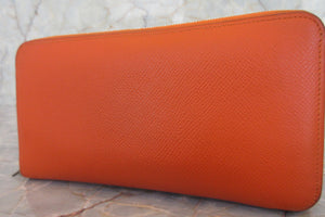 HERMES／エルメス アザップロング シルクイン ヴォーエプソン/シルク オレンジポピー X刻印 財布 700030244