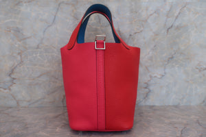 HERMES PICOTIN LOCK CASAQUE 2PM Clemence leather Rose extreme/Rouge de Coeur/Blue zanzibar U刻印 Hand bag 600090161