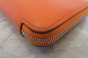 HERMES／エルメス アザップロング シルクイン ヴォーエプソン/シルク オレンジポピー X刻印 財布 700030244