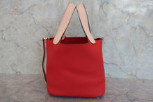 将图片加载到图库查看器，HERMES PICOTIN LOCK TOUCH PM Clemence leather/Swift leather Rouge tomate/Rose eglantine X刻印 Hand bag 800070089
