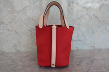 将图片加载到图库查看器，HERMES PICOTIN LOCK TOUCH PM Clemence leather/Swift leather Rouge tomate/Rose eglantine X刻印 Hand bag 800070089
