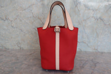 将图片加载到图库查看器，HERMES PICOTIN LOCK TOUCH PM Clemence leather/Swift leather Rouge tomate/Rose eglantine X刻印 Hand bag 800070089
