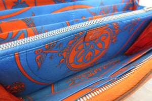 HERMES／エルメス アザップロング シルクイン ヴォーエプソン/シルク オレンジポピー X刻印 財布 700030244