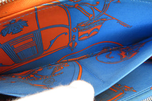 HERMES／エルメス アザップロング シルクイン ヴォーエプソン/シルク オレンジポピー X刻印 財布 700030244