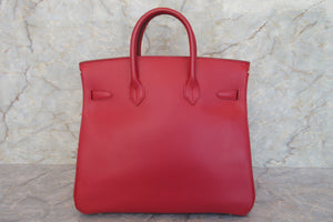 HERMES HAUT A COURROIRE 32 Graine Couchevel leather Rouge vif □D Engraving Hand bag 700020142