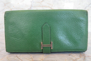 HERMES／エルメス ベアンスフレ シェーブル グリーン □N刻印 財布 700030113