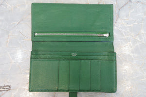 HERMES／エルメス ベアンスフレ シェーブル グリーン □N刻印 財布 700030113