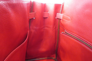 HERMES HAUT A COURROIRE 32 Graine Couchevel leather Rouge vif □D Engraving Hand bag 700020142