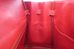 HERMES HAUT A COURROIRE 32 Graine Couchevel leather Rouge vif □D Engraving Hand bag 700020142