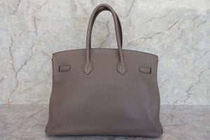 HERMES BIRKIN 35 Clemence leather Etain □P Engraving Hand bag 700010148