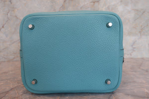 HERMES／エルメス ピコタンロックＭＭ トリヨンクレマンス ブルーアトール T刻印 ハンドバッグ 700090195