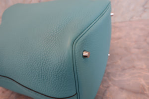 HERMES／エルメス ピコタンロックＭＭ トリヨンクレマンス ブルーアトール T刻印 ハンドバッグ 700090195