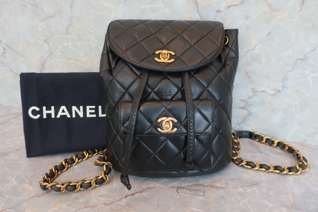 CHANEL/シャネル マトラッセチェーンリュック ラムスキン ブラック/ゴールド金具 リュック 600070098