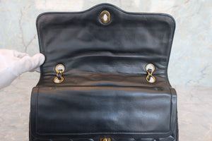 CHANEL/シャネル パリ限定マトラッセダブルフラップチェーンショルダーバッグ ラムスキン ブラック/ゴールド金具 ショルダーバッグ 700070088