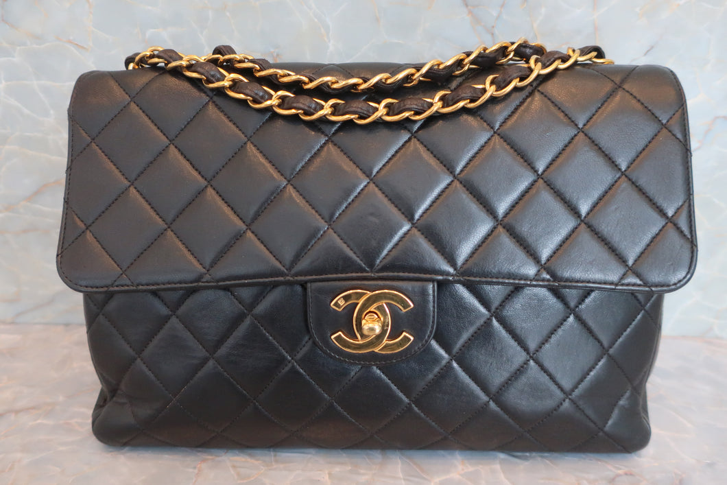 CHANEL/香奈儿 中号CF 单盖包 链条包 羊皮 Black/Gold hadware(黑色/金色金属) 肩背包 600070065